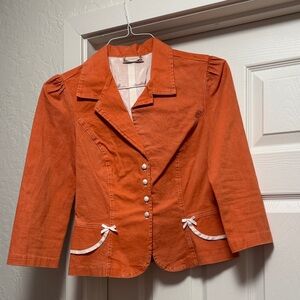 Women's Orange Blazer with Button Detail